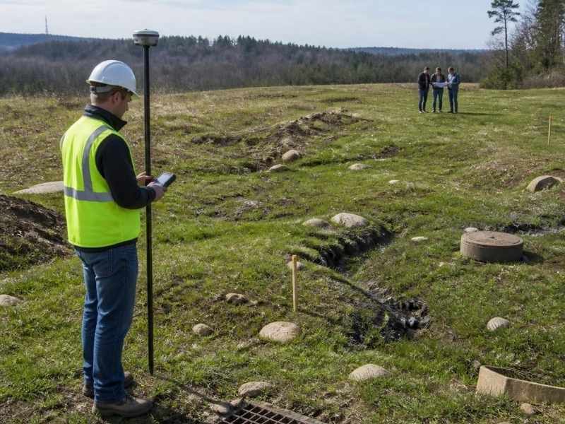 Surveyor performing a topographic survey on undeveloped land before design in Denver Colorado